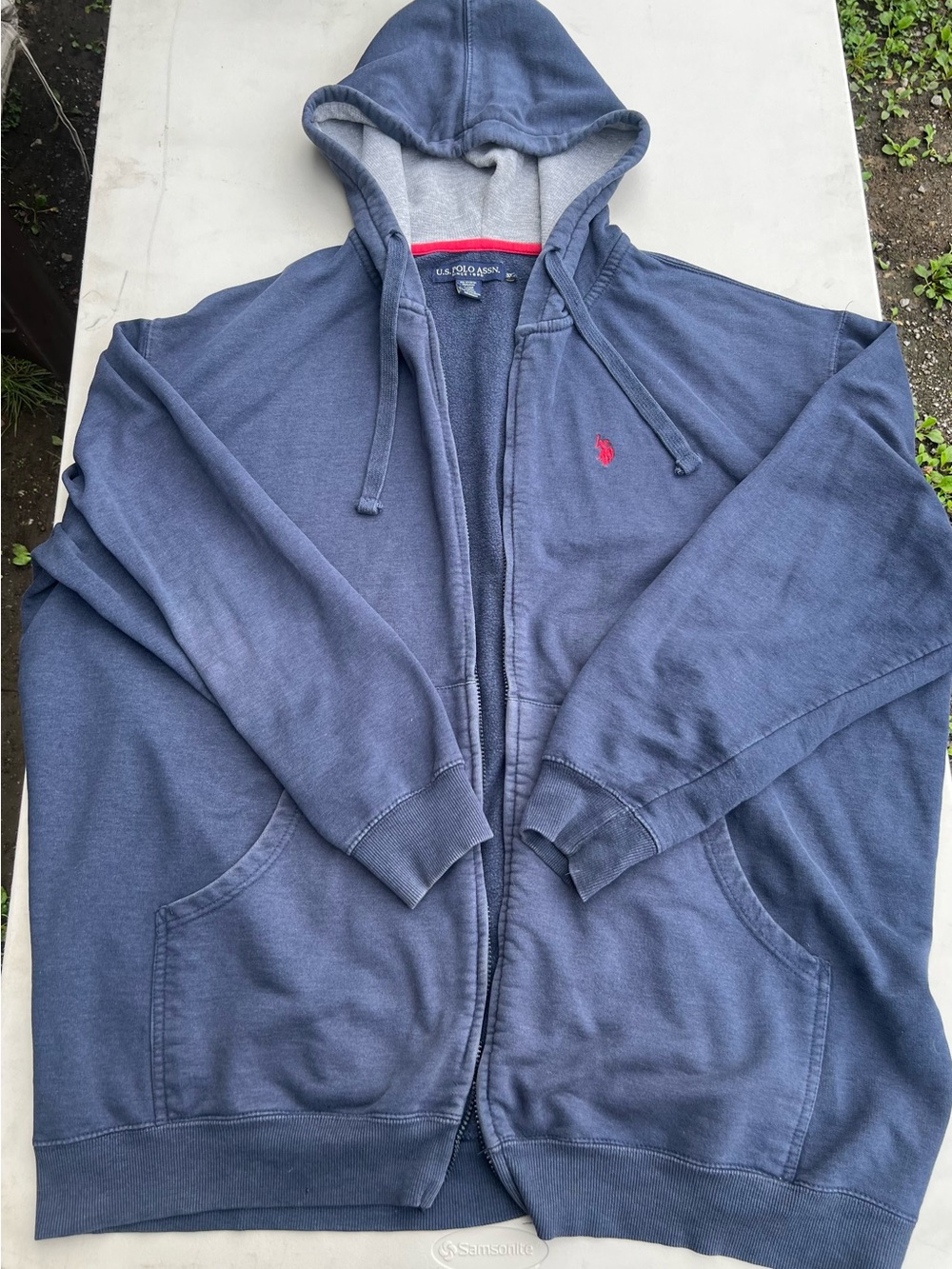U.S. Polo Assn. Navy Blue Zip-Up Hoodie with Red Logo